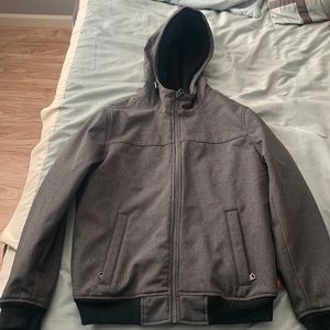 Levi’s charcoal soft shelled Sherpa lined men’s hoodie. Size medium